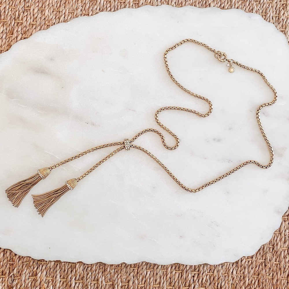 J. Crew Gold Tassel Chain Necklace